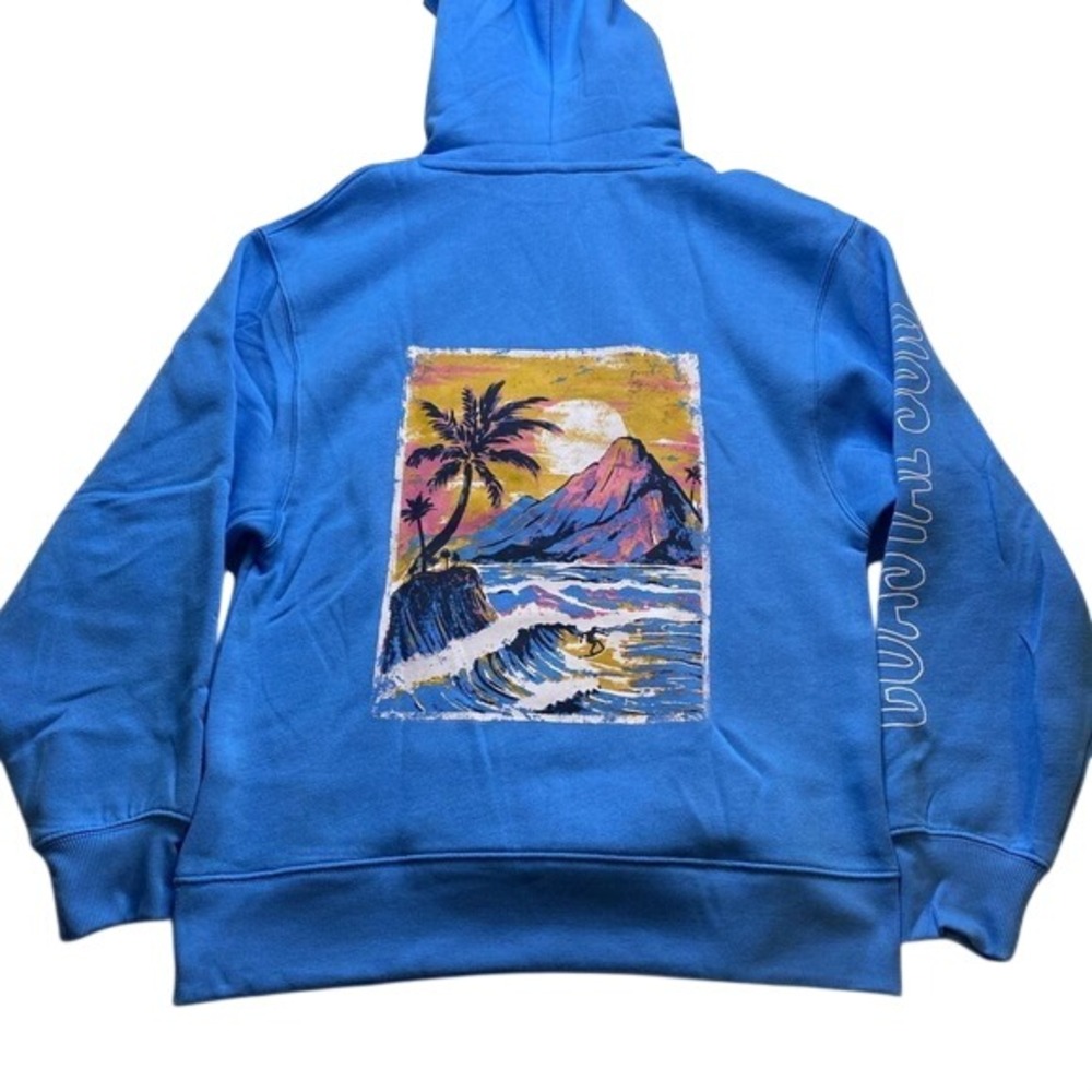 Wild‎ Fable Blue Coastal Surf Graphic Hoodie Sweatshirt XXS NWT - Picture 7 of 8